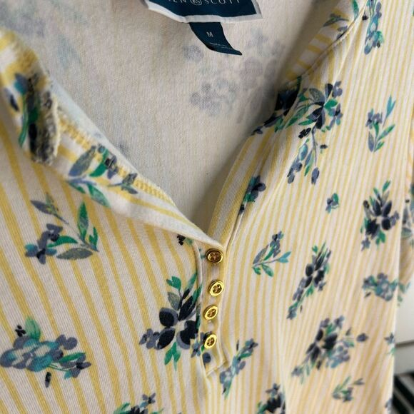 Karen Scott Yellow Floral Short Sleeve Top - Picture 13 of 16